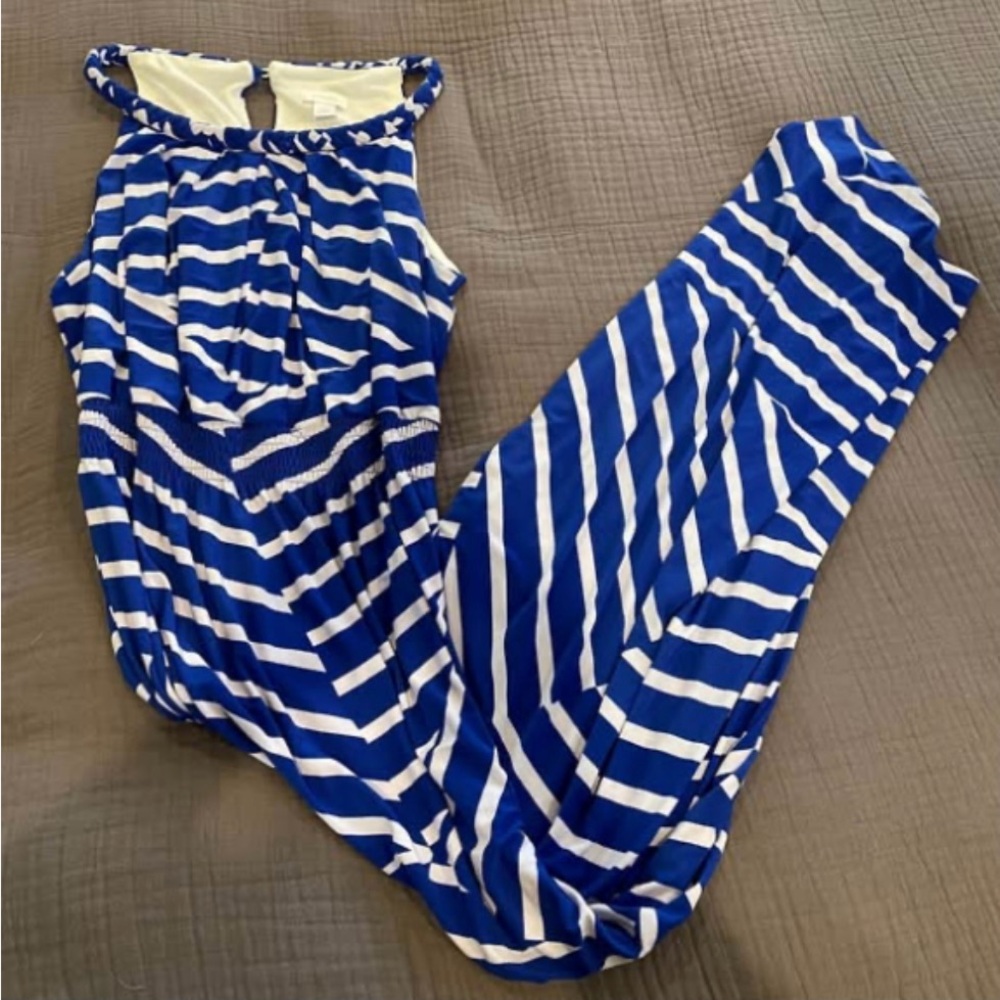 192. EUC Chico's Blue & White Maxi Dress - Sz Large /2